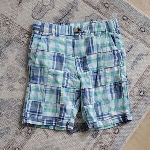 Vineyard Vines Boys Blue Plaid Patchwork Madras Adjustable Waist Shorts Sz8